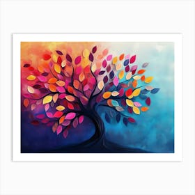 Elegant Colorful Tree With Vibrant Leaves Hanging Branches 12 Art Print