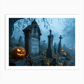 Graveyard Halloween Art Print