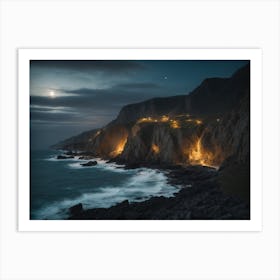 Cliffs At Night Art Print