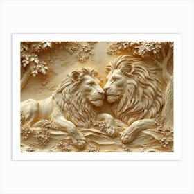 Beautiful Lions 3d 1 Art Print