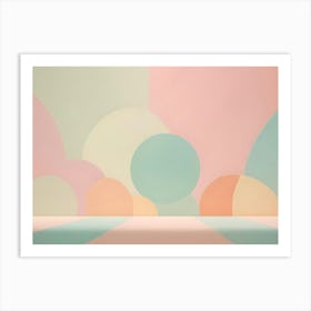 A 3d Rendering Of A Colorful, Abstract Background With Pastel Pink, Green, Blue, And Orange Geometric Shapes, Creating A Playful And Whimsical Scene Art Print