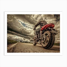 Rider On Red Bike (16) Art Print