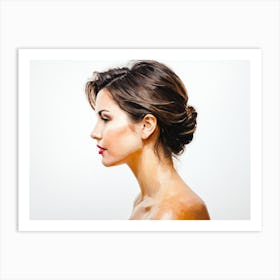 Side Profile Of Beautiful Woman Oil Painting 9 Art Print