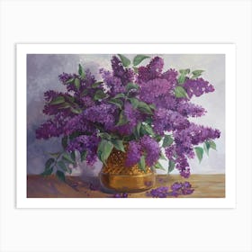 Still Life With Lilacs In A Golden Vase Art Print