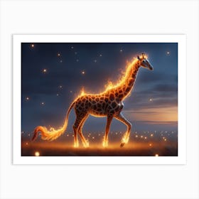 Girafflame Flaming Giraffe Art Print