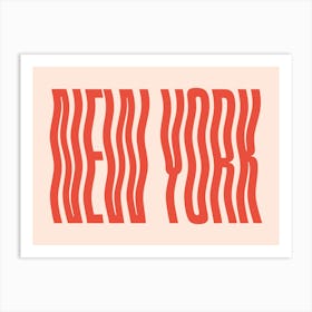 New York cool wavy fun typographic pop art (peach and red tone) Art Print