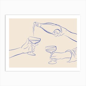 Champagne Pour - Royal Blue Art Print