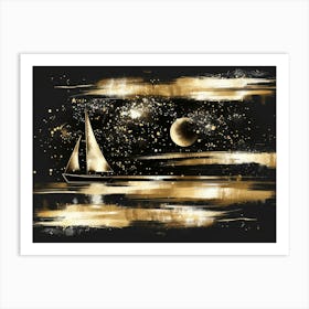 Sailboat In The Night Sky Art Print