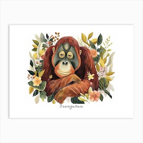 Little Floral Orangutan 1 Poster Art Print