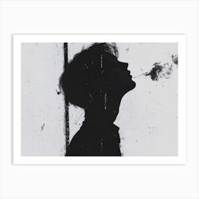 Silhouette Of A Man Smoking Art Print