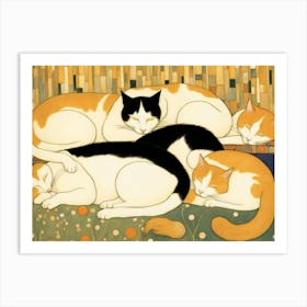 Four Cats Sleeping 1 Art Print