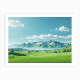 Landscape With Mountains Art Print