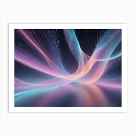 Abstract Image Of A Series Of Flowing, Neon Like Lines In Shades Of Pink, Blue, And Orange, Resembling A Digital Network Or A Constellation Of Stars Art Print