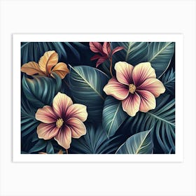 Tropical Leaves Wallpaper 1 Art Print