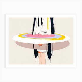 Anime Girl Holding A Plate Art Print