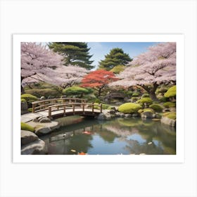 Cherry Blossoms In A Garden Paintings Art Print Art Print