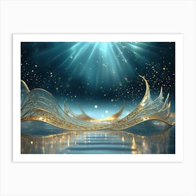 Sparkling golden waves in the sea 5 Art Print