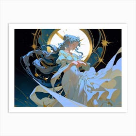 Girl With A Clock Art Print