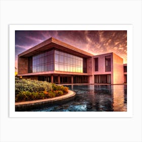 Sunset Over A Modern House Art Print