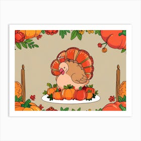 Default A Joyfully Festive Thanksgiving Illustration Featuring 0 (3) Art Print