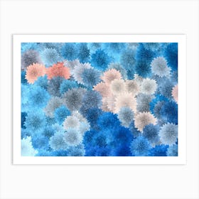 Blue And Pink Flowers Art Print