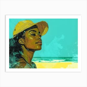 Illustration of an African American woman at the beach 37 Art Print