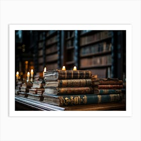 Rows Of Books In An Old Library 1 Art Print