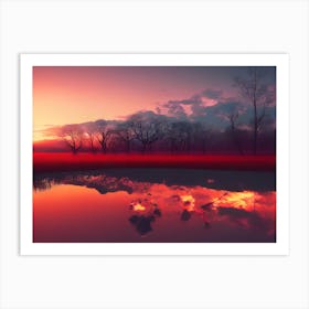 Sunset In A Pond 1 Art Print