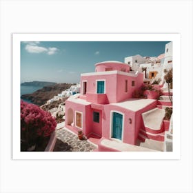 Pink Houses In Santorini Art Print