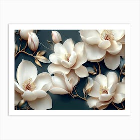 Abstract Background Of 3d Magnolia Flowers 5 Art Print