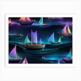 Colorful Sailboats Art Print