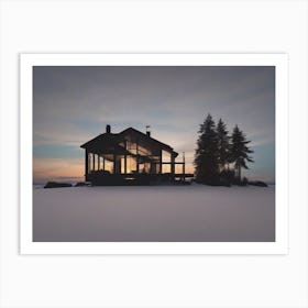 Cabin In The Snow Art Print