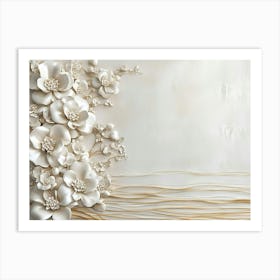 White Flowers On A Wall 3 Art Print