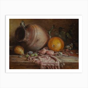 Still life with melon Art Print