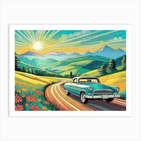 Old Car On The Road Art Print