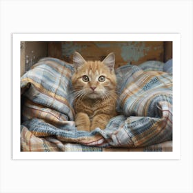 Orange Tabby Cat In Bed Art Print