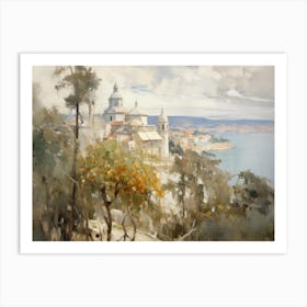 Coastal Italian City Oil Painting Art Print