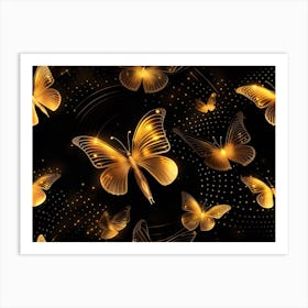 Golden Butterflies 7 Art Print