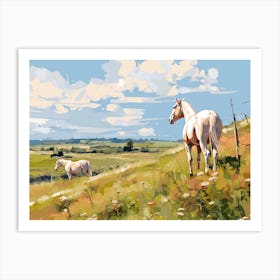 Horses Painting In Transylvania, Romania, Landscape 3 Art Print
