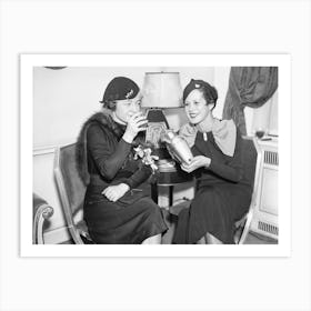 Two Women At A Party Vintage Black and White Photo Art Print