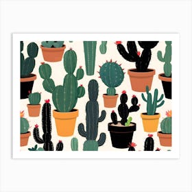 Cactuses In Flower Pots Art Print