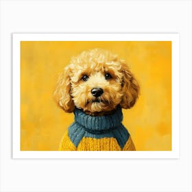 Goldendoodle Yellow And Blue 1 Art Print