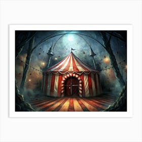 Spooky Circus Tent In Forest Art Print