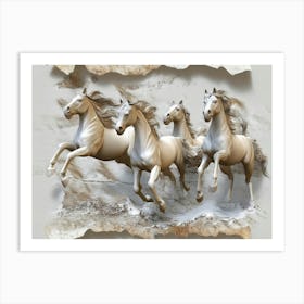 Four Horses Running 1 Art Print