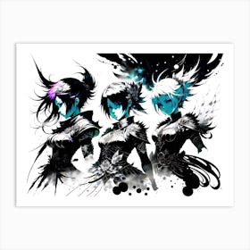 Three Anime Girls Art Print