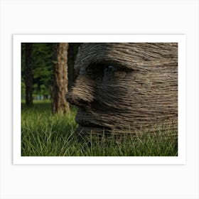 Close Up On A Textured Weathered Face Intricate Grass And Wood Materials Forming Deep Creases And Art Print