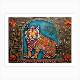 Default Traditional Madhubani Style Painting Of A Tiger On A T 1 (2) Art Print