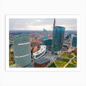 Skyscrapers Milan Poster. Aerial Photography. Art Print