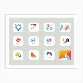 Abstract Vector Icons Set For A Modern Web Navigation Interface Incorporating Minimalist Design Sc (5) Art Print