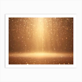 A Golden Background With Sparkling Dust Falling And A Beam Of Light Shining From The Top, Creating A Magical And Celebratory Atmosphere Art Print